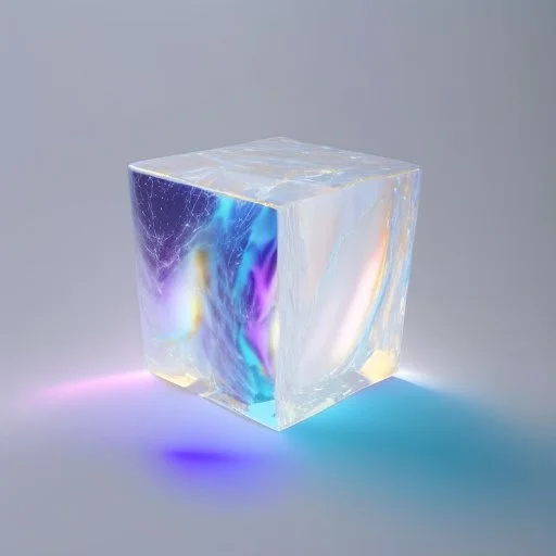 3d holographic marble square isolated on infinite white background, glow, glass effect, 4k. sober. fintech