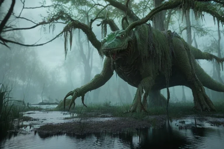 Grendels mother in a fantasy movie swamp