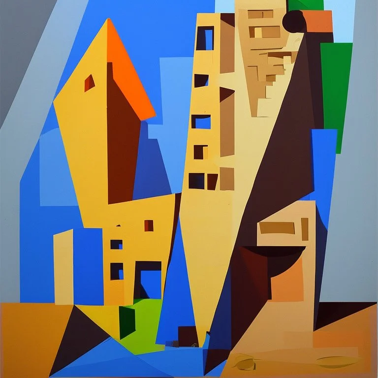 picasso style building cubism brown