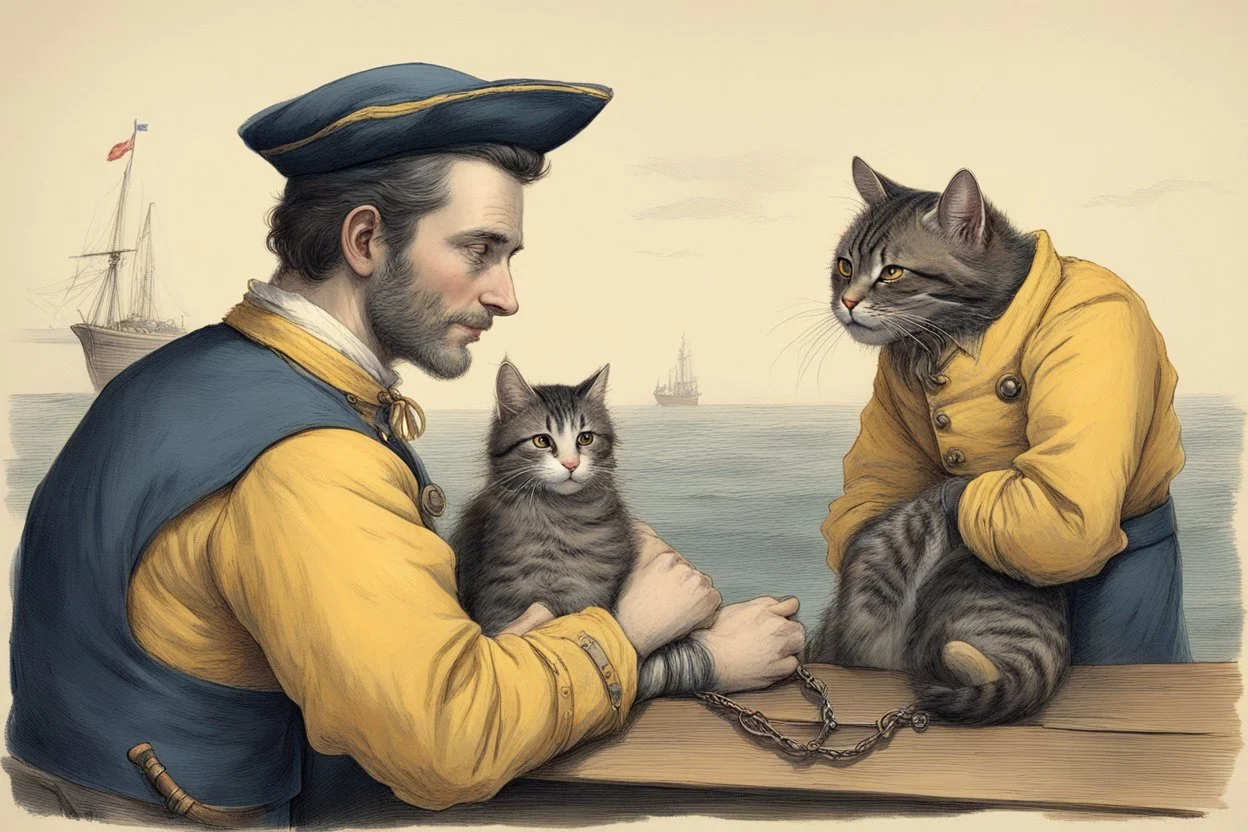 The navigator laughed and his affectionate palm descended on the shoulder of the cat, straightening the collar of the yellow shirt. Leopold felt incredibly stupid for a moment. The good Sailor was really so much older that it was indecent to even ask, and he had much more experience in dealing with his own kind. The cat forgot about this once again, treating the navigator as an immature young man, as he seemed. He forgot that his gaze was more anxious, tougher, but — here's luck! — as honest and