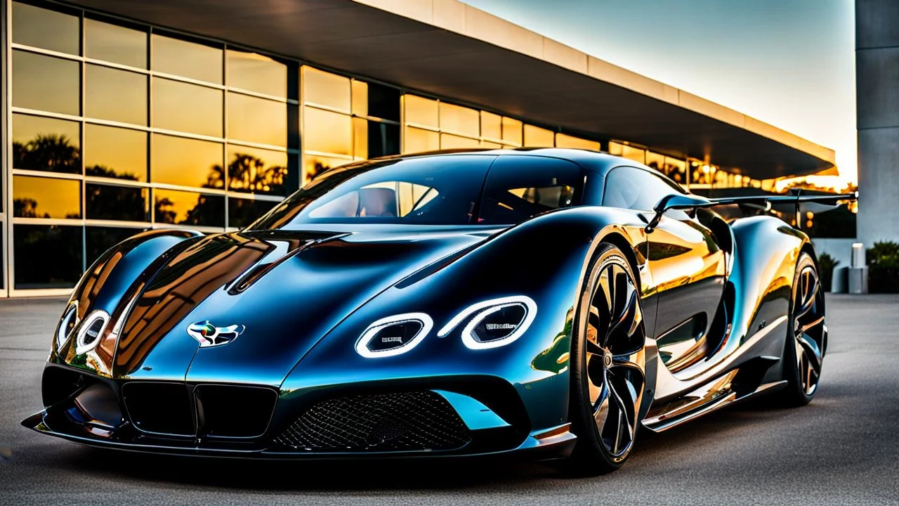 A sleek (((a fusion of bentley and koenigsegg jesko))), its glossy shell reflecting the (((bright sun))), cutting through a (((clear bright blue morning sky)))
