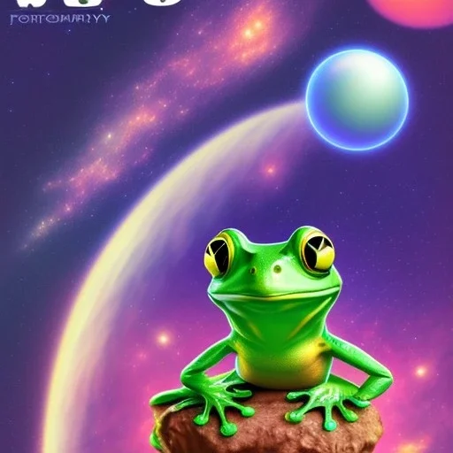 frog in space with orbs