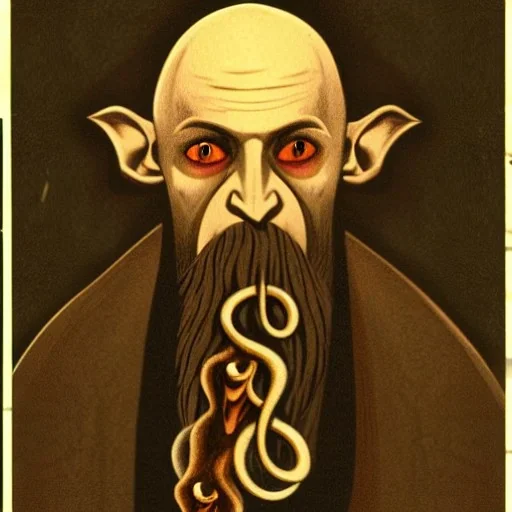  Nosferatu vampire with a tentacle beard as a Russian Orthodox