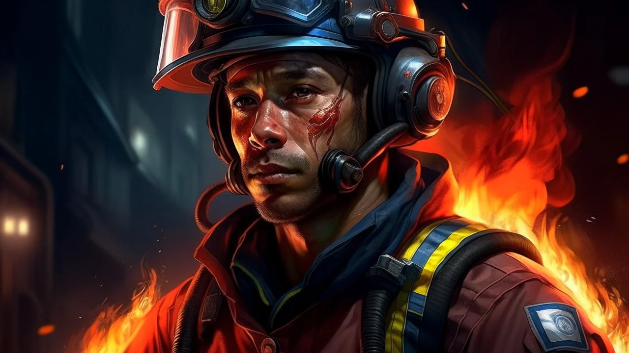 A combination of a firefighter, surgeon, and stylist in one character illustration, hyperrealistic style with intricate details, vibrant colors and dynamic lighting, created by the talented artist Stanley Lau (artgerm), trending on artstation.