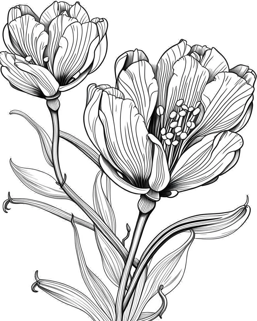 real massive Freesia flower coloring page