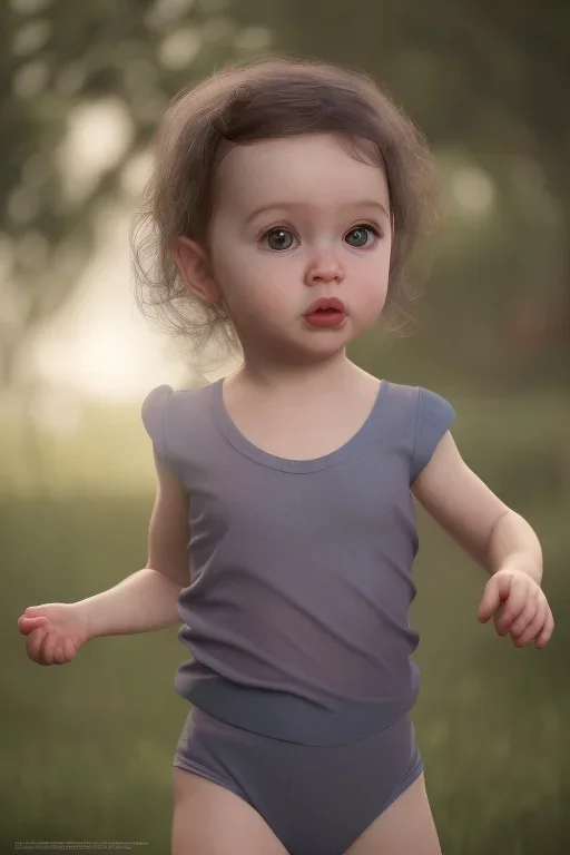 Marla singer toddler, full body, jump, bokeh, hyper realistic