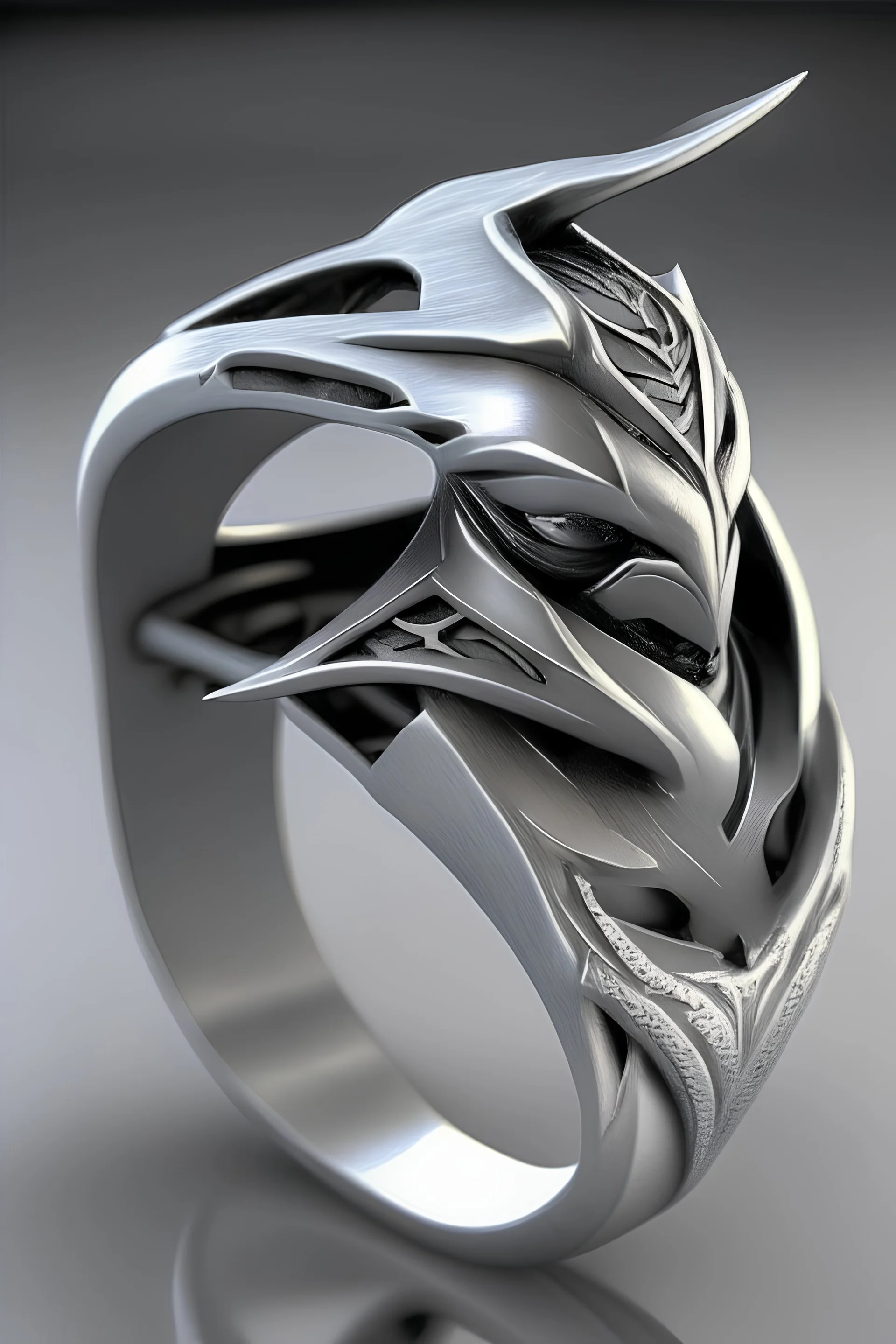 Ninja inspired silver jewellry ring design