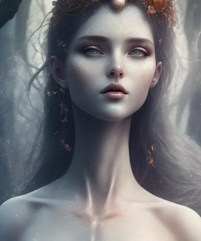 portrait photography of an ethereal beautiful Ancient Nymphe,adorable, seductive and sexy looking , elegant, 8k, Fire theme art, Dark moody night atmosphere, 8K, close-up face, anatomically perfect face, ignore NSFW,magic,forest,