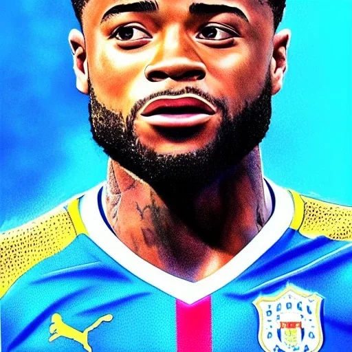 high-quality, fine-detail close-up pen and pencil sketch of raheem sterling, portrait, 8k resolution, intricate, digital art, detailed matte painting, photorealistic, volumetric lighting, Rafael Augusto, Juan Francisco Casas, Anne Dittman, Anne Stokes, greg rutowski