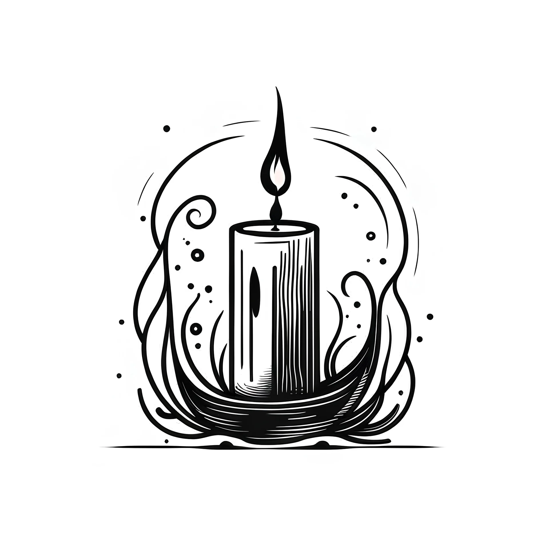 black and white illustration love candle simple clean line