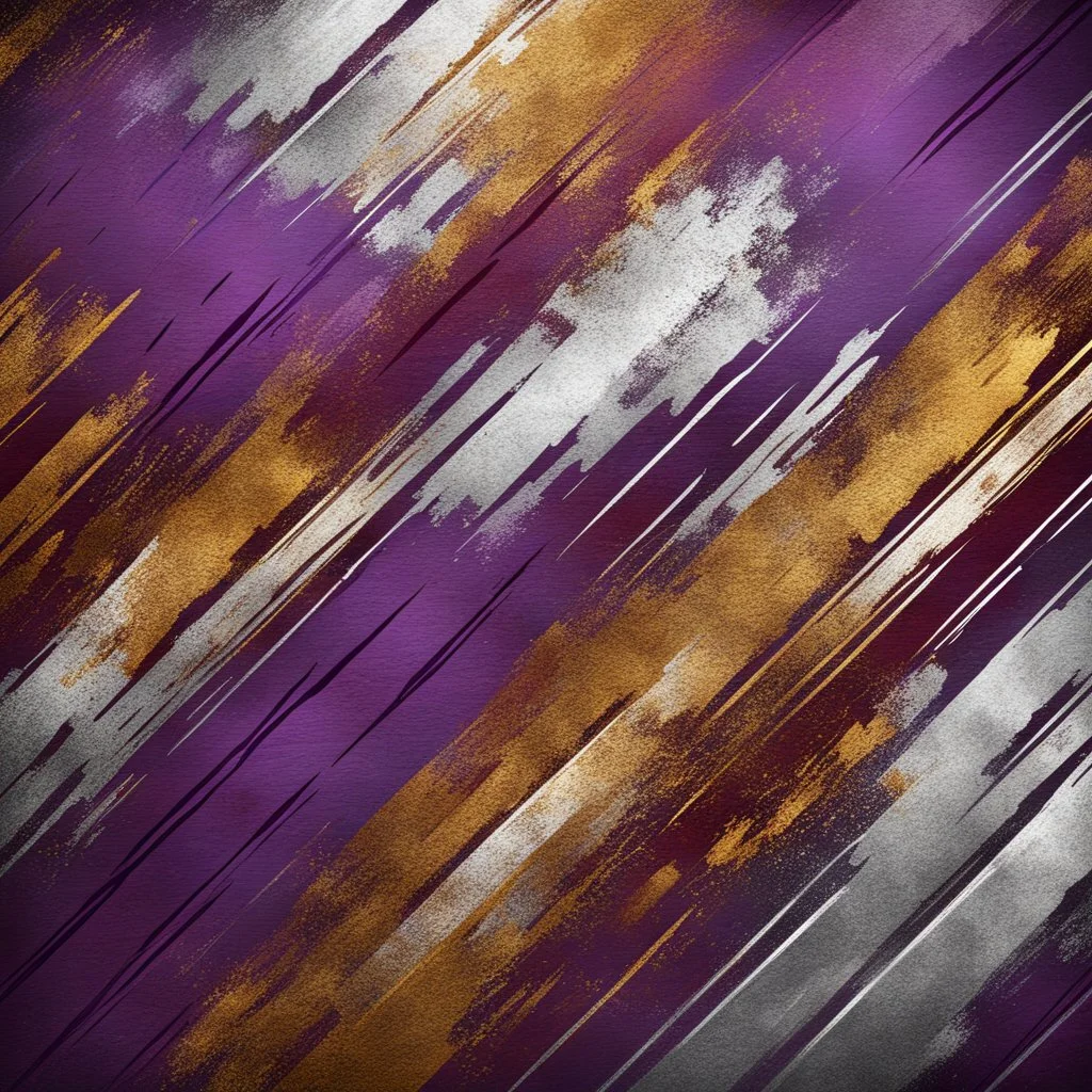 Hyper Realistic intersecting golden & silver brush strokes on a grungy rusty detailed maroon & purple patterned background with vignette effect