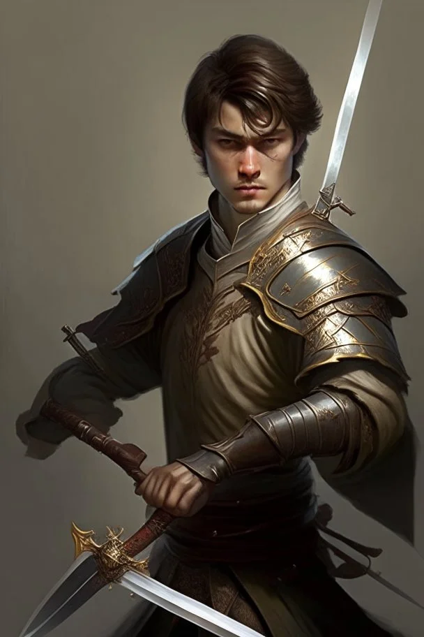 noble swordman with rapier short brown hair not chinese