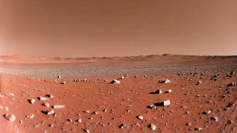 A Tesla semi-truck is parked, in the 'Cydonia' region, on planet Mars. CINEMATIC. WIDE ANGLE LENS.