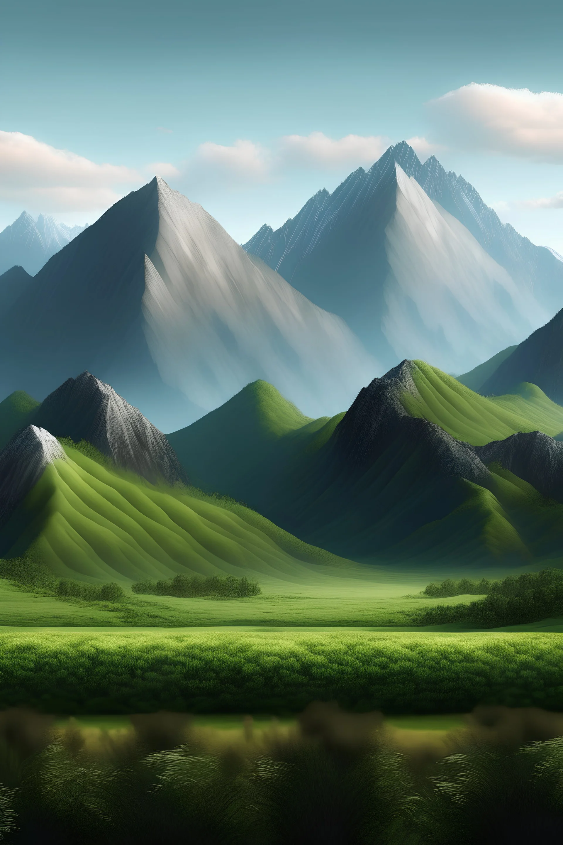 crea un paisaje con montanas atrás