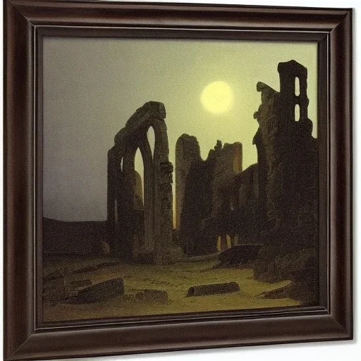 Medieval ruins at night by caspar friedrich