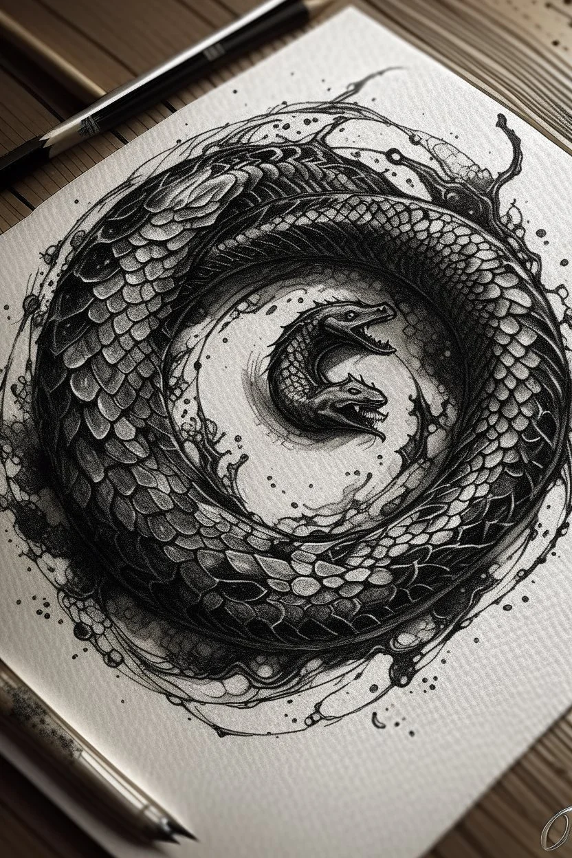 ouroboros made of black ink