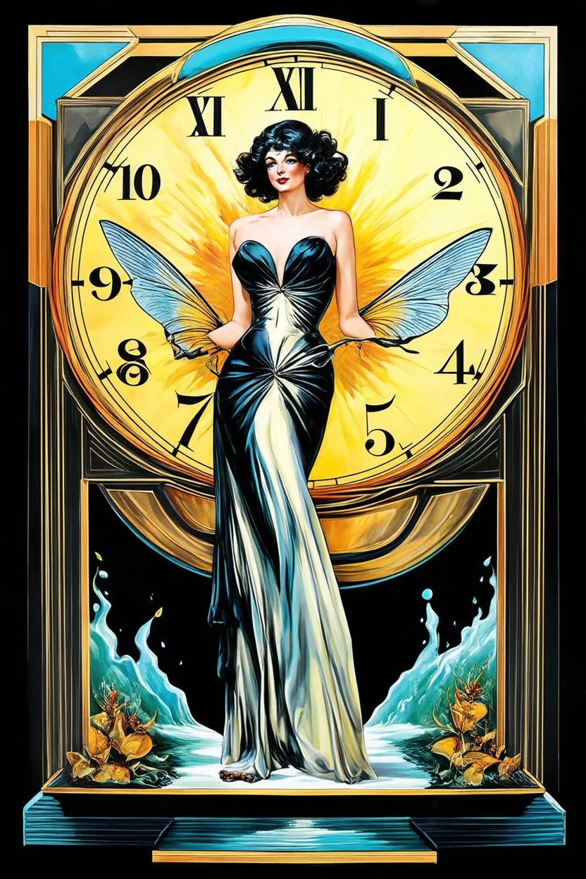 time flies; surreal lowbrow symbolism with a splash of Art Deco