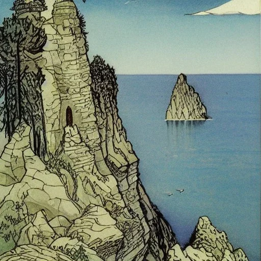 ida rentoul outhwaite castle on a cliff