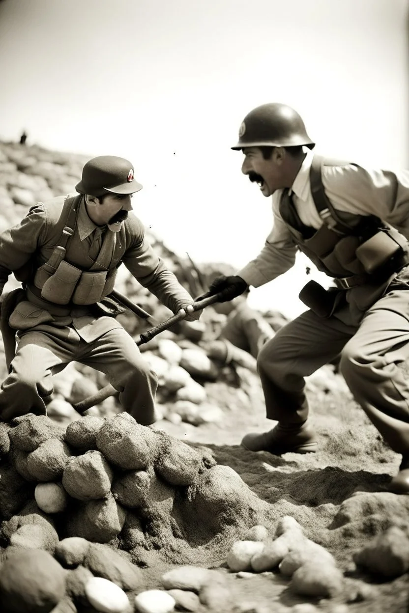 super mario fighting in world war 2 as a historic photograph