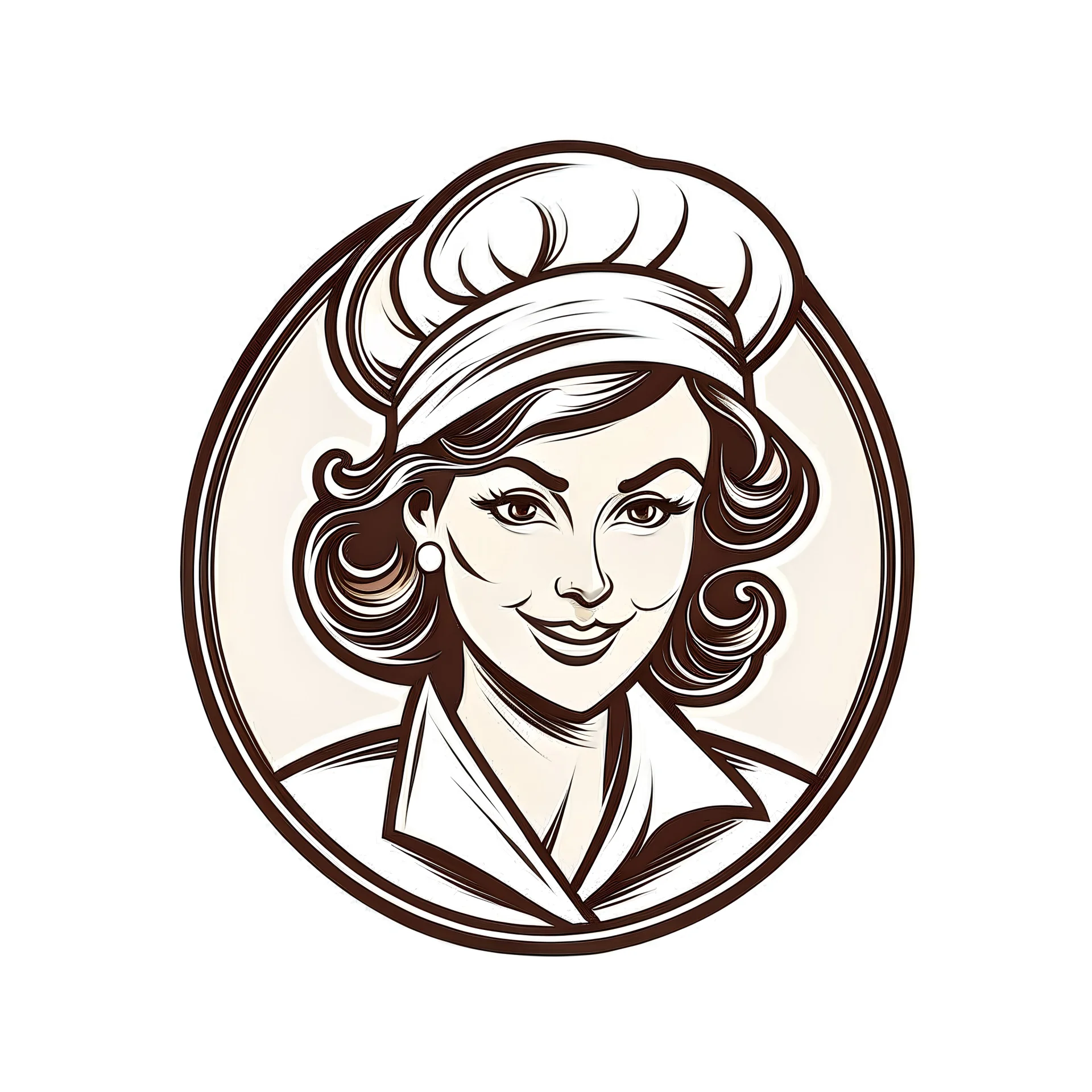woman chef logo, White background
