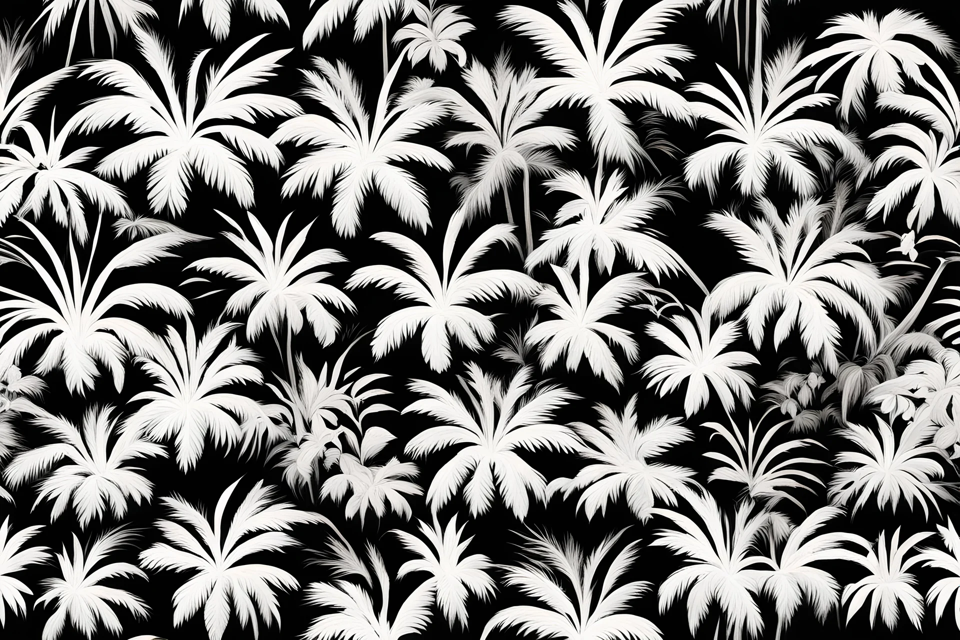 image vectoriel motif fleurs de palmiers pleine design harmonieux répété les fleurs dans toute les direction pour remplir un rectangle abstrait naturel noir et blanc pochoir