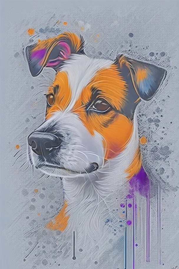 Abstract wet watercolour, portrait of a jack russell