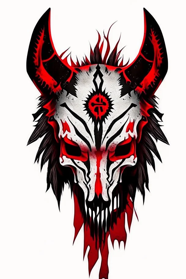 wolf skull with simple red tribal war paint on it