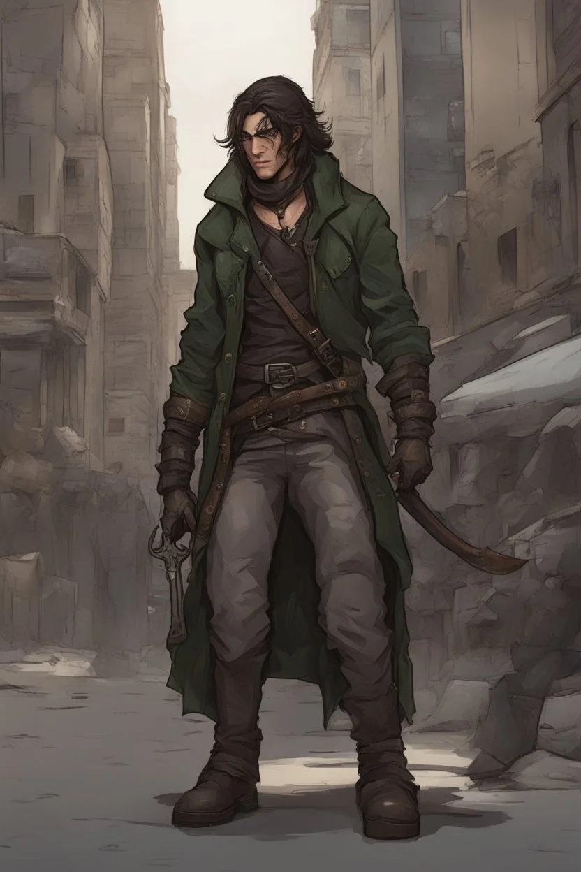 Male human rogue in a city