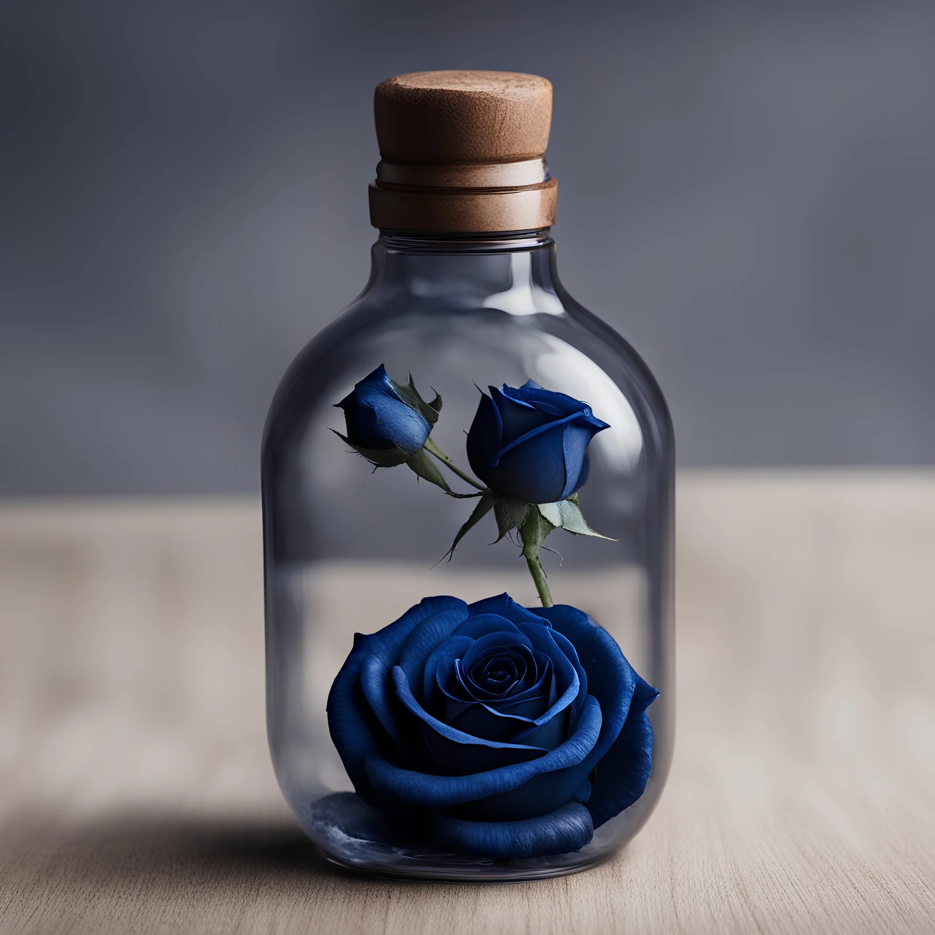 Midnight blue rose in a bottle