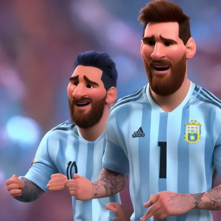 perfect face lionel messi happy, highly detailed, wearing Argentina