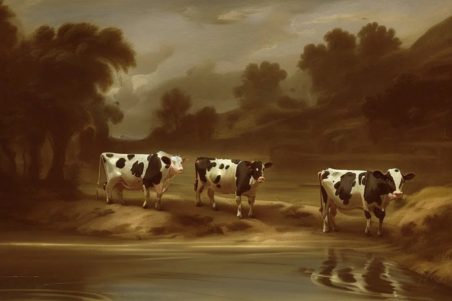 cows downing in deep water by Correggio