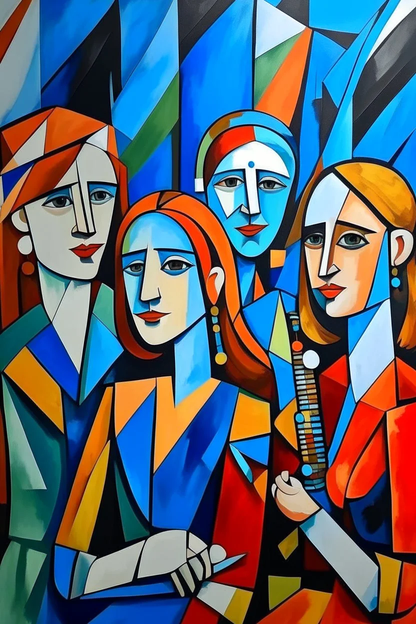 picasso style cubism 5 people