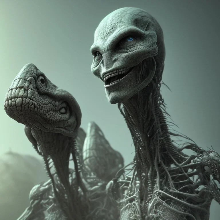 grey alien, volumetric lighting, particals, intricate detail, realistic, close up