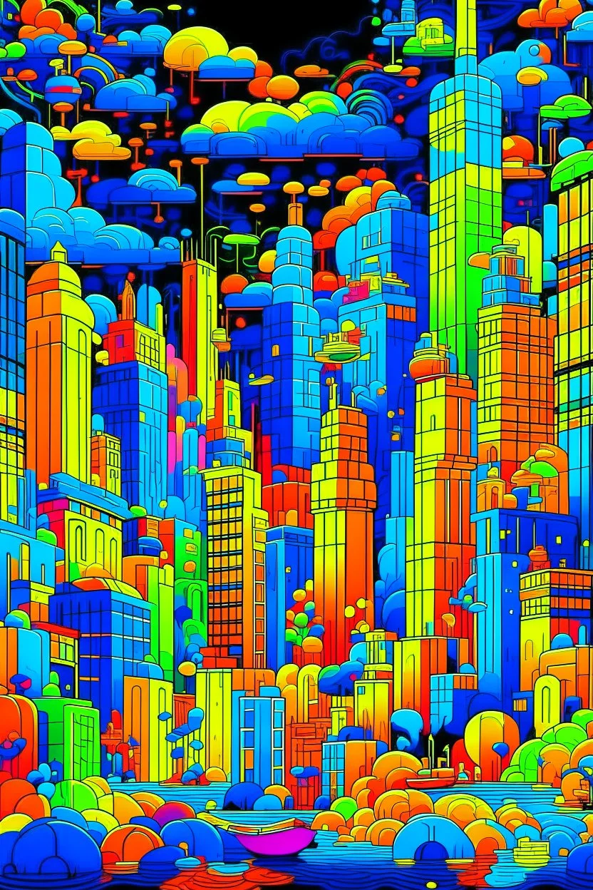 Vibrant digital art inspired by Super Mario Land, set in a fantastical, sprawling metropolis, rendered in a cartoonish style with exaggerated features and bold lines, bathed in radiant, electric hues of cerulean, amber, and chartreuse, evoking a sense of whimsy and wonder, with towering skyscrapers, winding roads, and fluttering Mario-esque flags, all infused with an epic, cinematic quality, as if plucked straight from a fantastical dream world, with hints of magical fog and radiant sunshine.