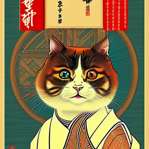 Ukiyo-e Style ,cute cat