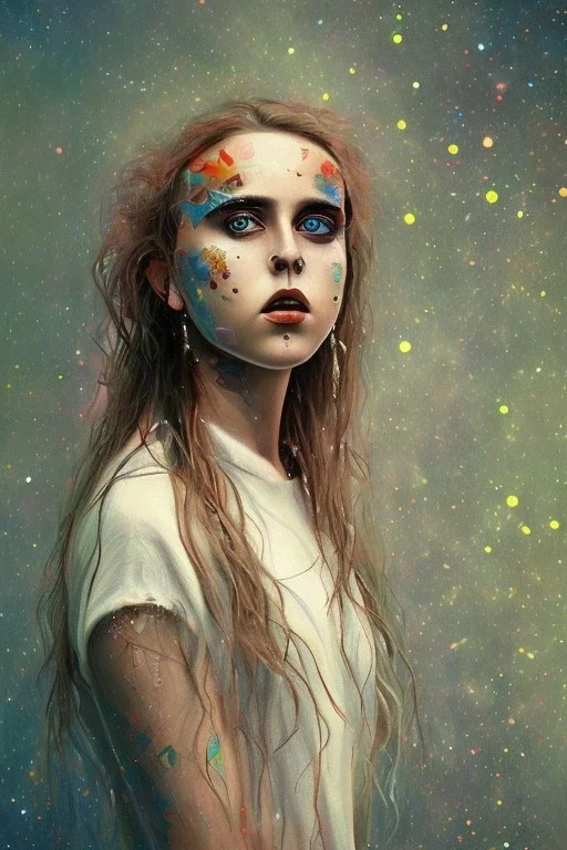 Danish singer MØ face , impressionism,