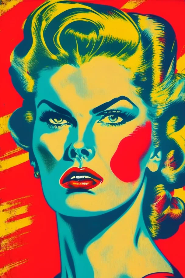 Strong women painted portrait from the 50s feminism pop art