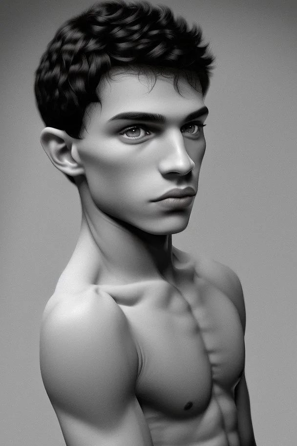 Appearance: Ari has a mixed-race skin tone with a light brown complexion. He has dark hair in a page boy haircut that sticks out from behind his ears, and his hair length could be somewhere in-between long and short. His face is thin with high cheekbones and gray eyes that are often full of emotion. He stands at around 5 feet 7 inches tall, with a lean build that suggests he doesn't engage in a lot of physical activity. He is of average attractiveness with a boyish face.