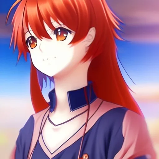 cute redhair ritsuka fujimaru gudako with a soft face, anime manga high quality Fate Grand Order