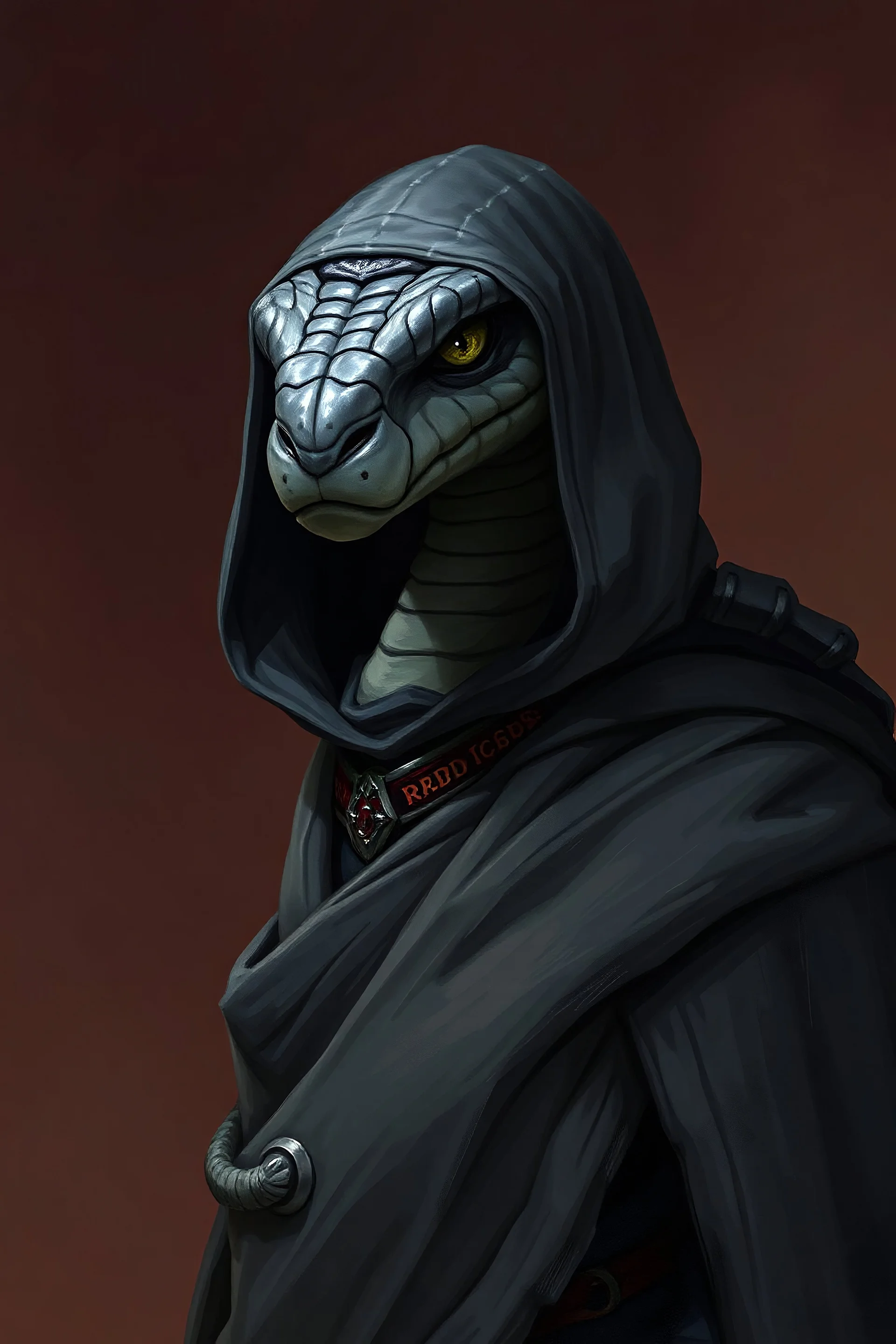 dnd grey snake with a cloak