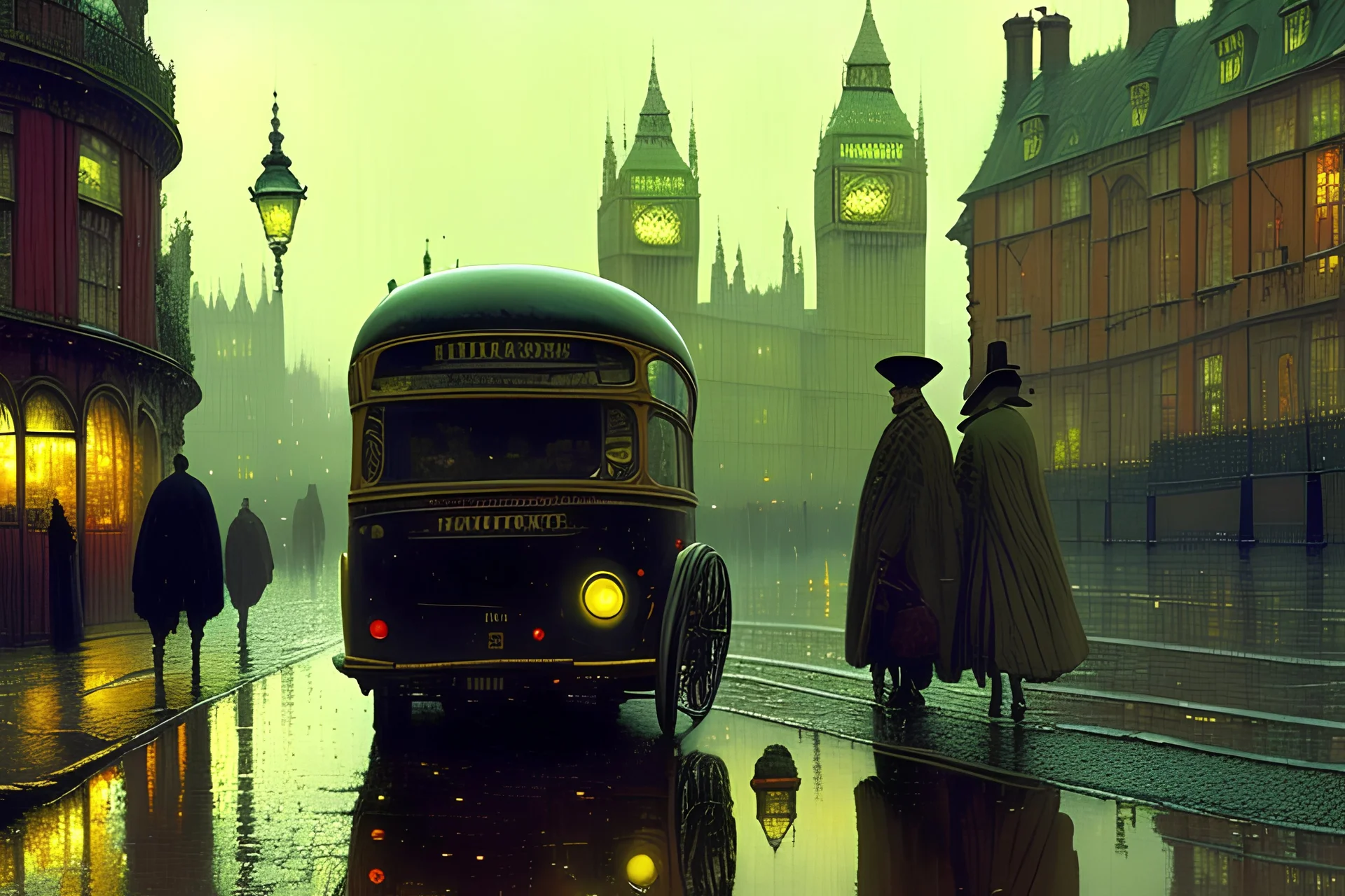 London street, style John Atkinson Grimshaw