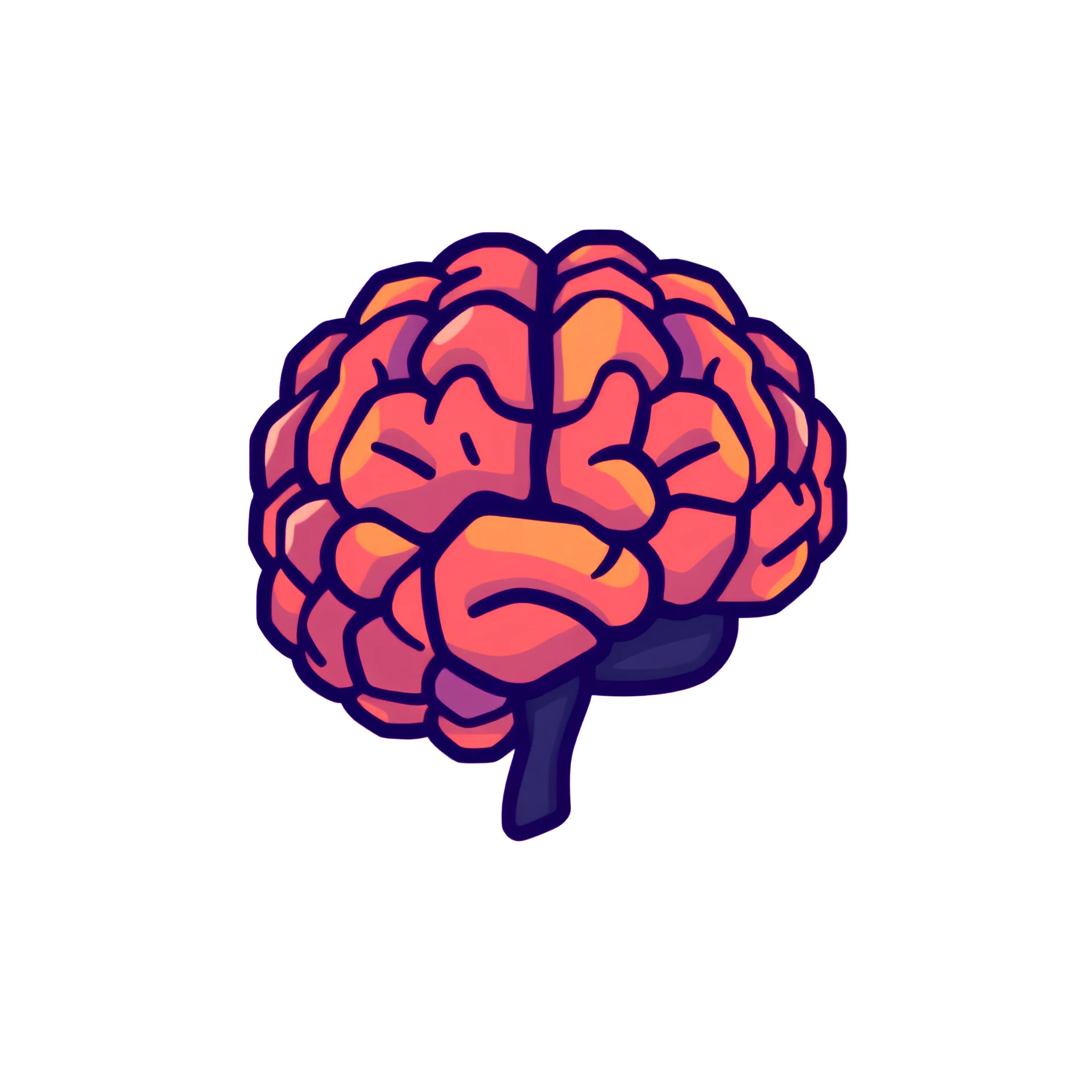 A brain made up of pixelated or digital elements, representing the modern, fast-paced nature of high-performance thinking in the digital age, vector, minimal, 2d, flat logo