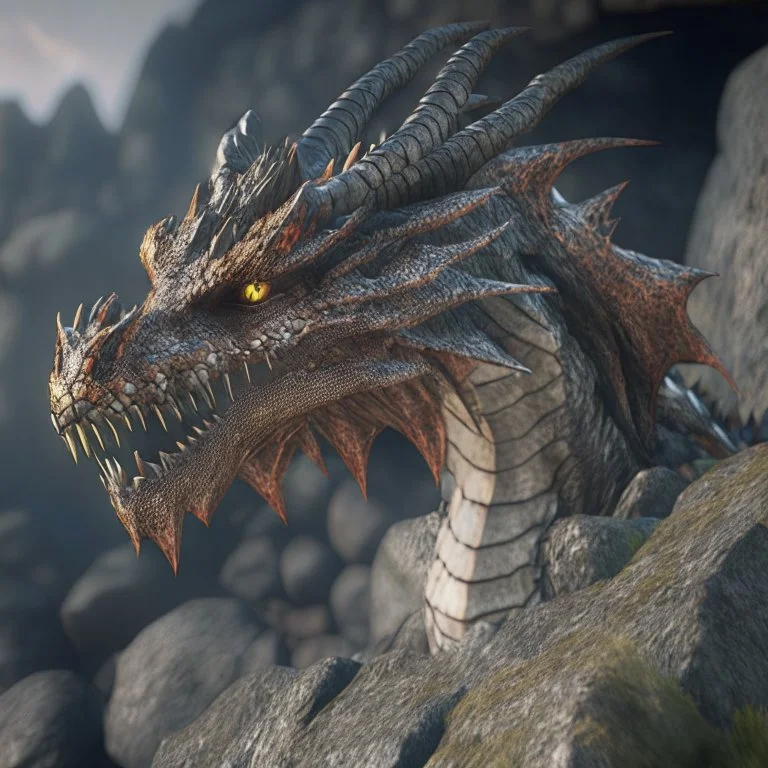 rock dragon, unreal engine 5, 8k resolution, photorealistic, ultra detailed