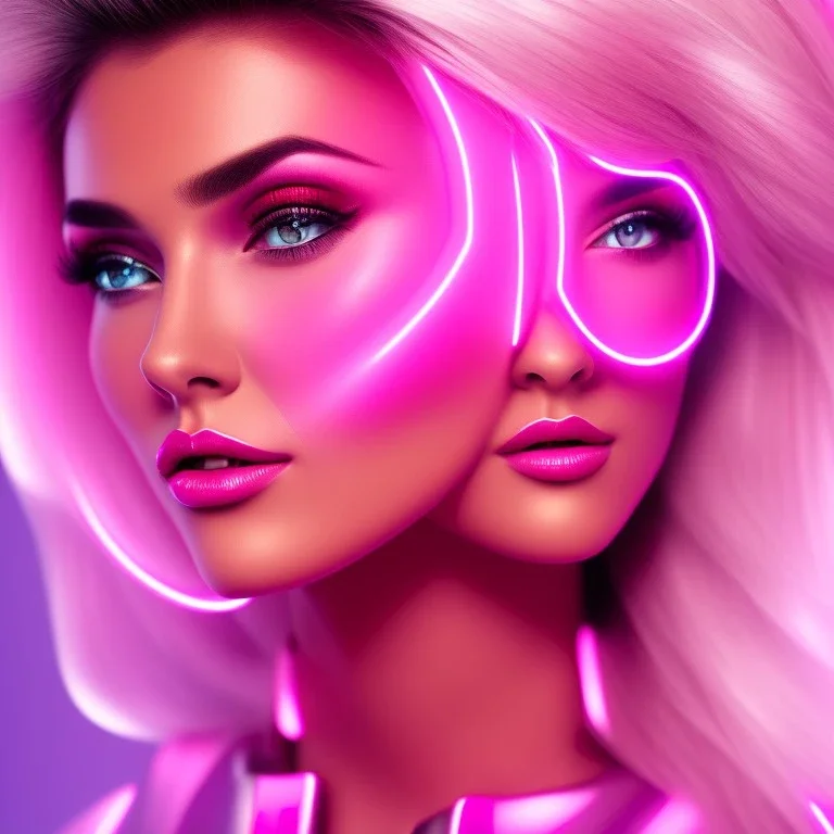 cyberpink, head, woman, portrai, tron