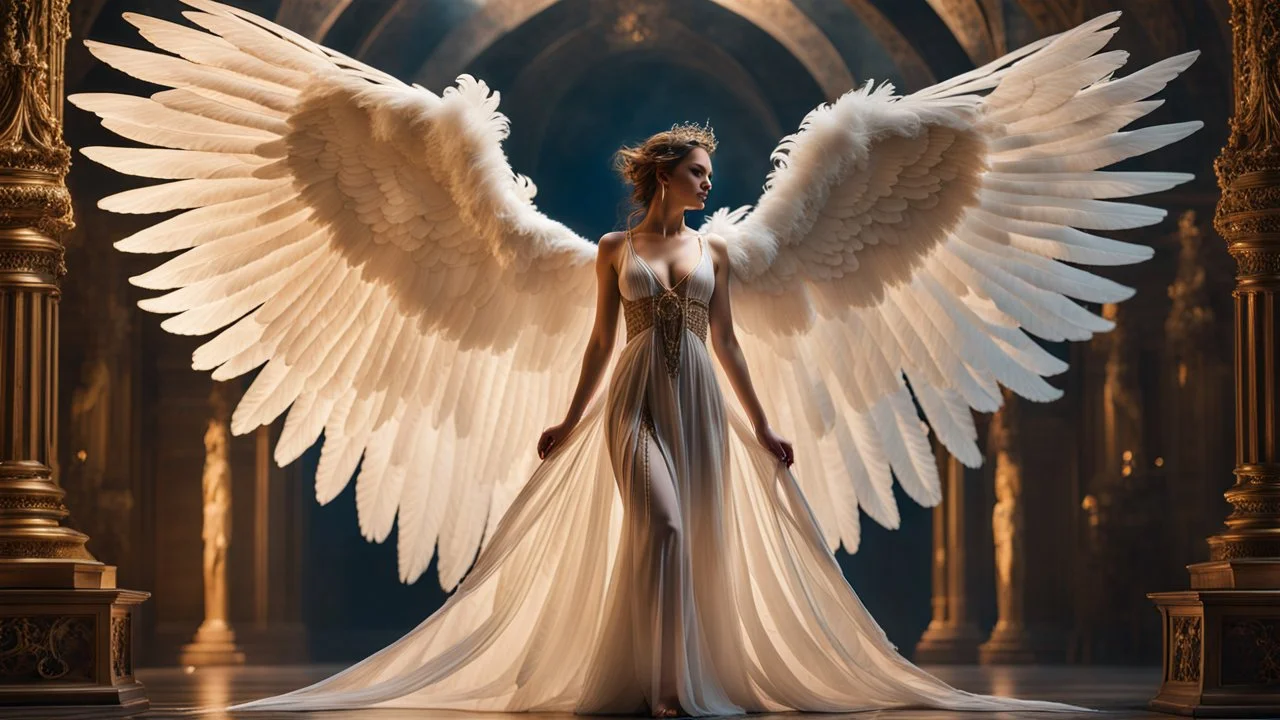 a sorcerer summoning a sensual angel with the most beautiful face and eyes in the world. huges wings. exquisite realism, a masterpiece, fantasy concept art, the naked truth, dynamic lighting, hyperdetailed, intricately detailed, deep color, volumetric lighting, Epic cinematic brilliant stunning intricate meticulously detailed dramatic atmospheric maximalist, CAMERA: Nikon Z7 | FOCAL LENGTH: 105mm | SHOT TYPE: Close-up | COMPOSITION: Centered | LIGHTING: Soft, directional