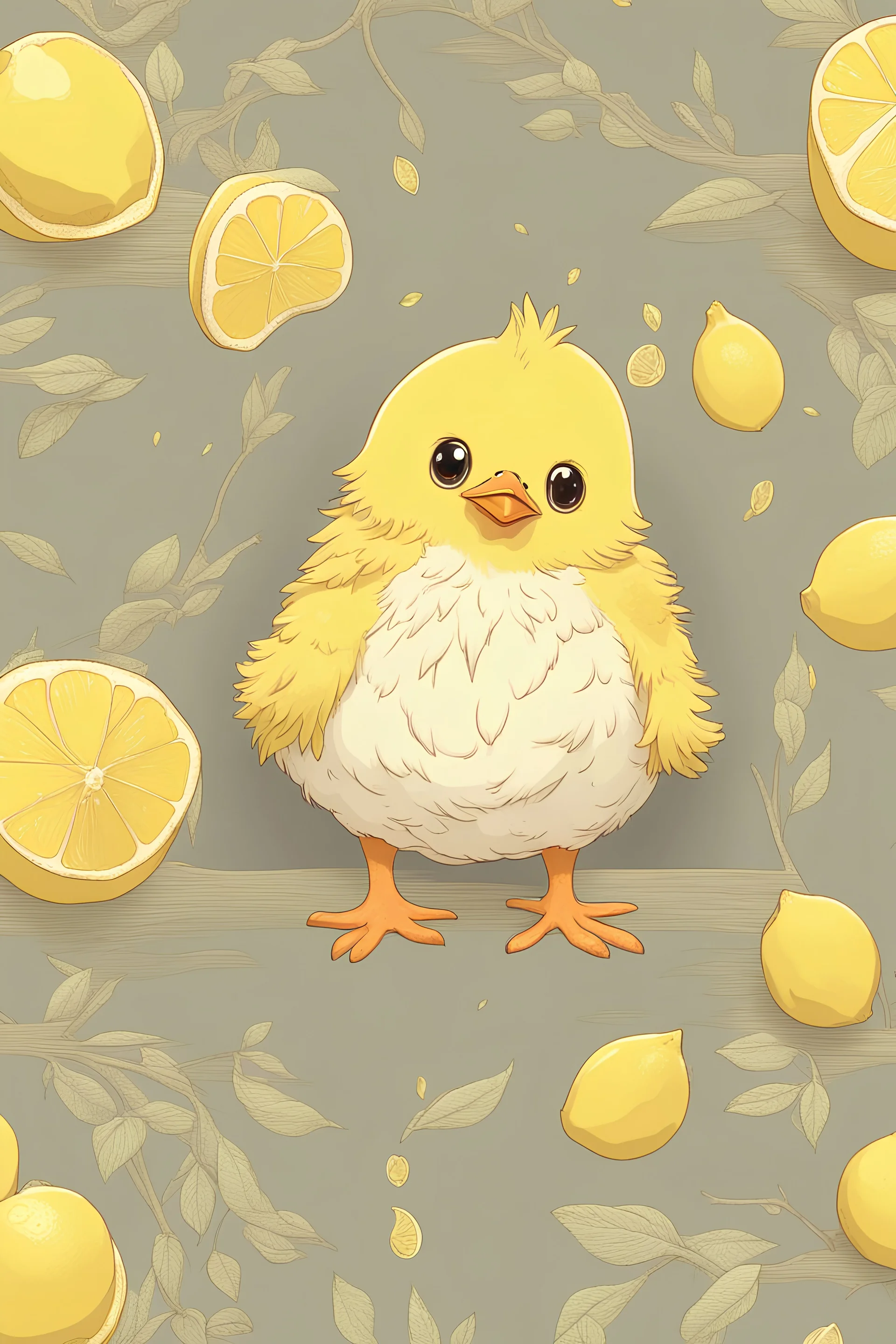 A cute, sad and adorable little chick made of lemon highly detailed intricated art design trending at artstation 8k uhd