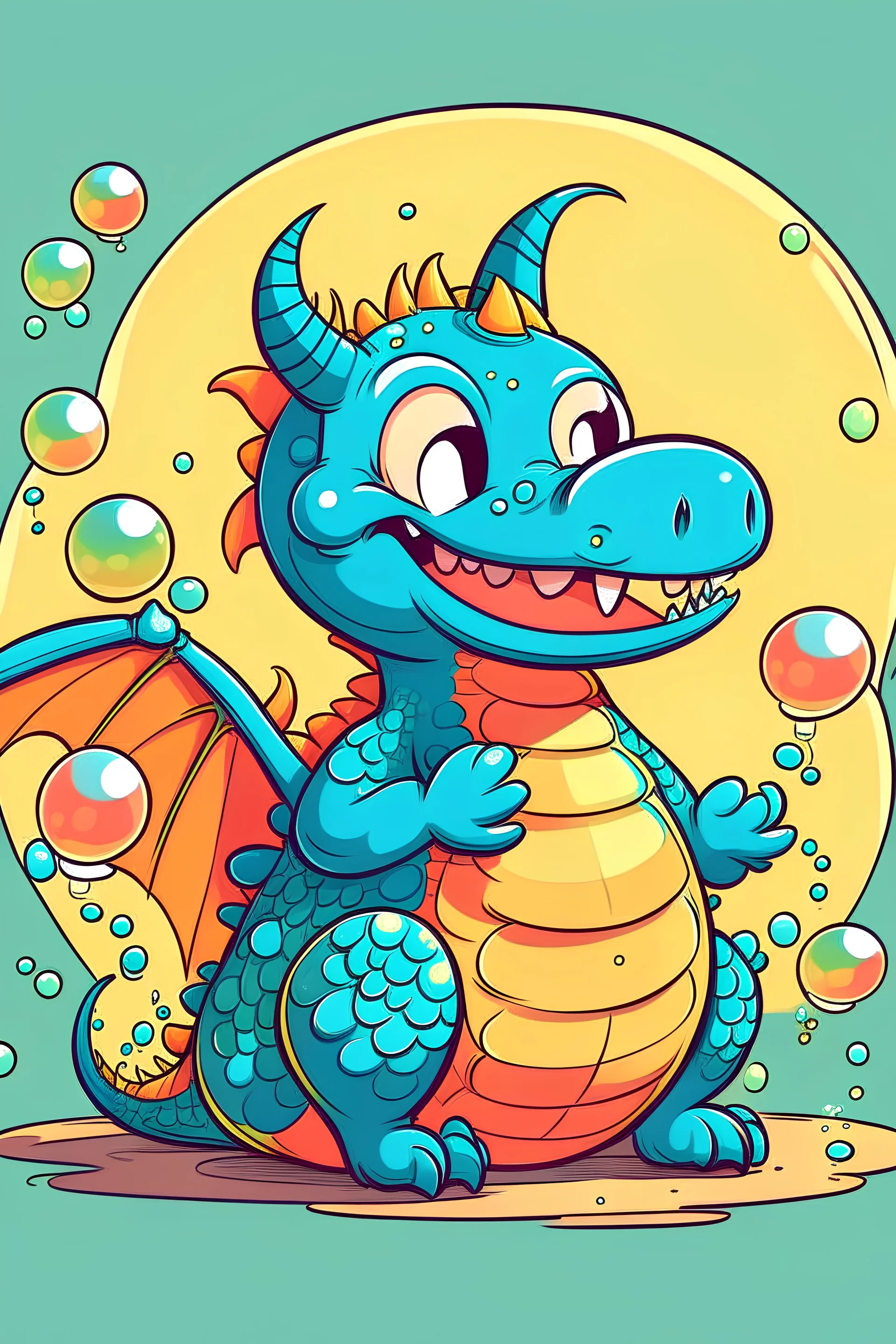 Happy Dragon Blowing Bubbles