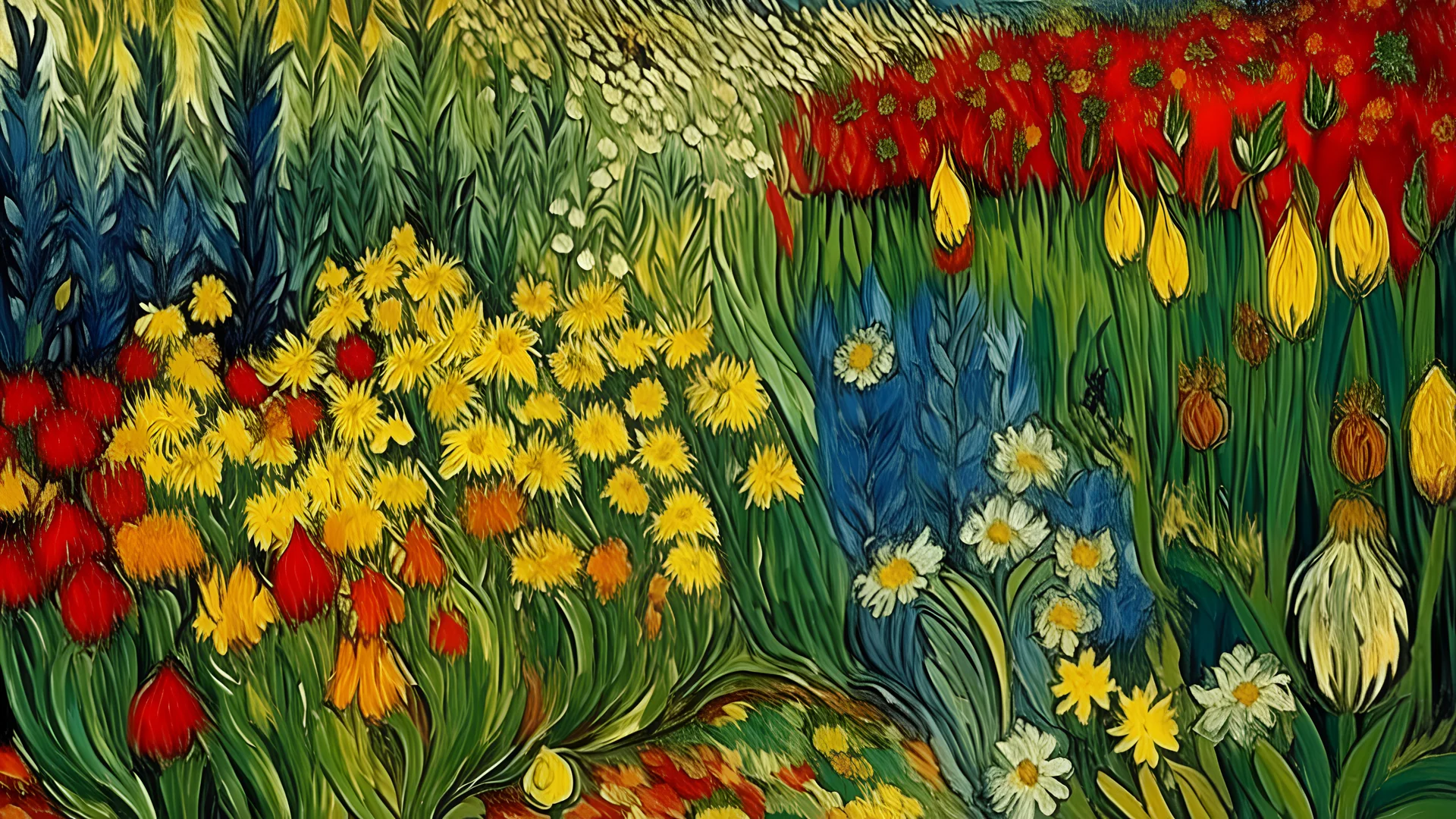 A field filled with flowers painted by Vincent van Gogh