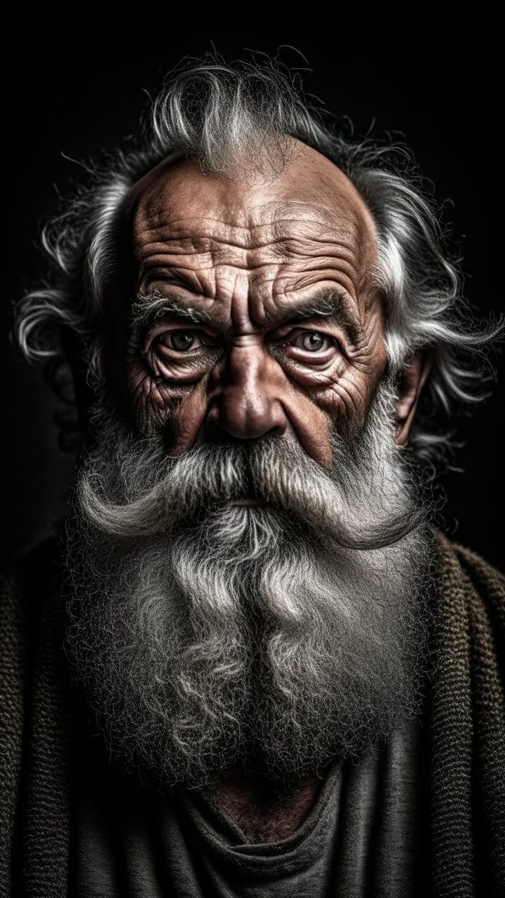 Photo of a brooding serious bearded old