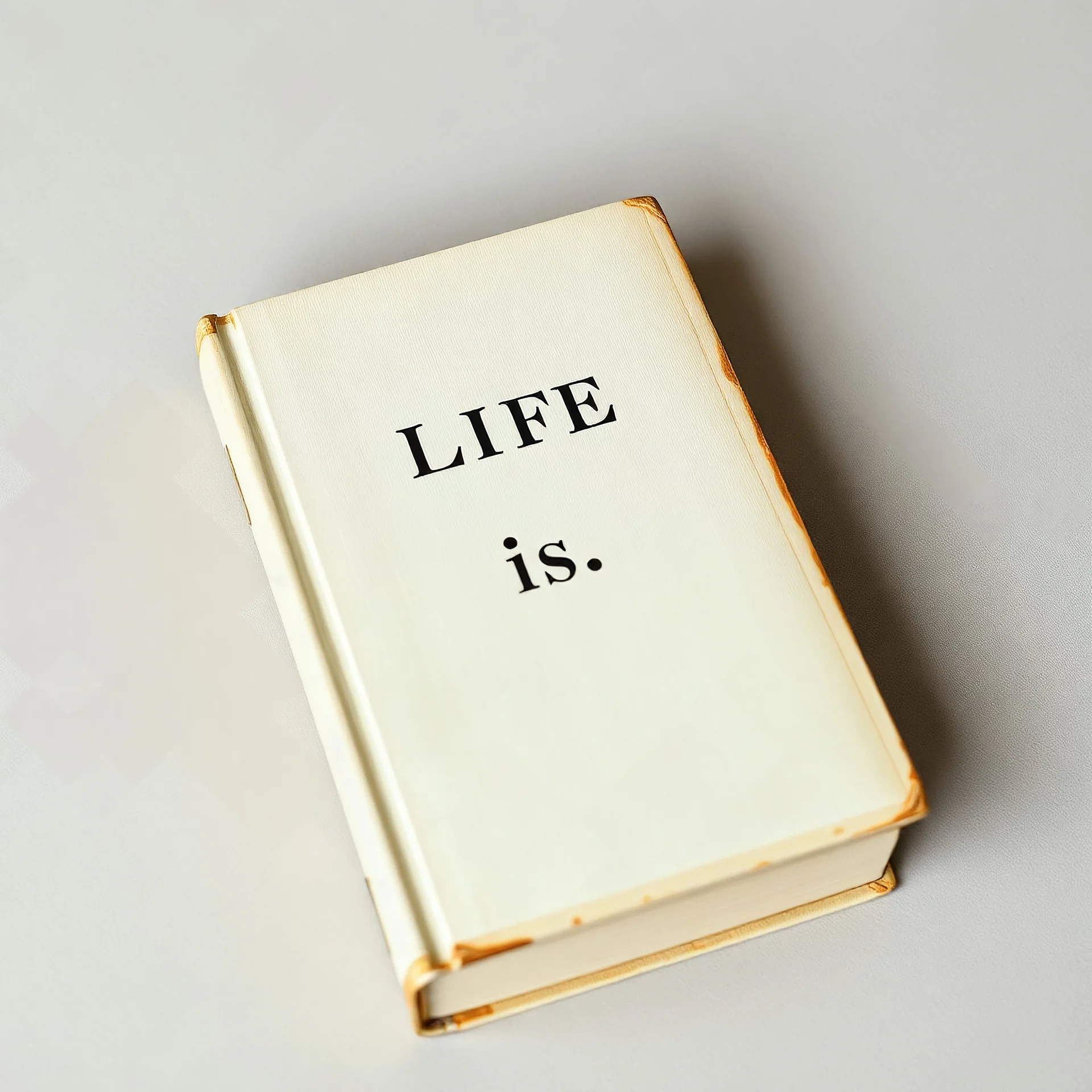 Un livre classique ancien blanc intitulé 'Life is.'